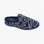 Sleepers TAMMY Womens Mules Slippers Navy side view featuring soft textile upper and comfortable slip-on design.