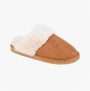 Sleepers JEANIE Womens Mules Slippers Tan side view with faux fur lining and slip-on design.