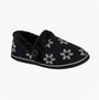 Sleepers TRINA Womens Full Slippers Slippers Black side view with floral design and faux fur lining