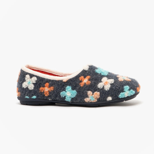 Sleepers GRACIE Womens Knitted Full Slippers Grey Multi