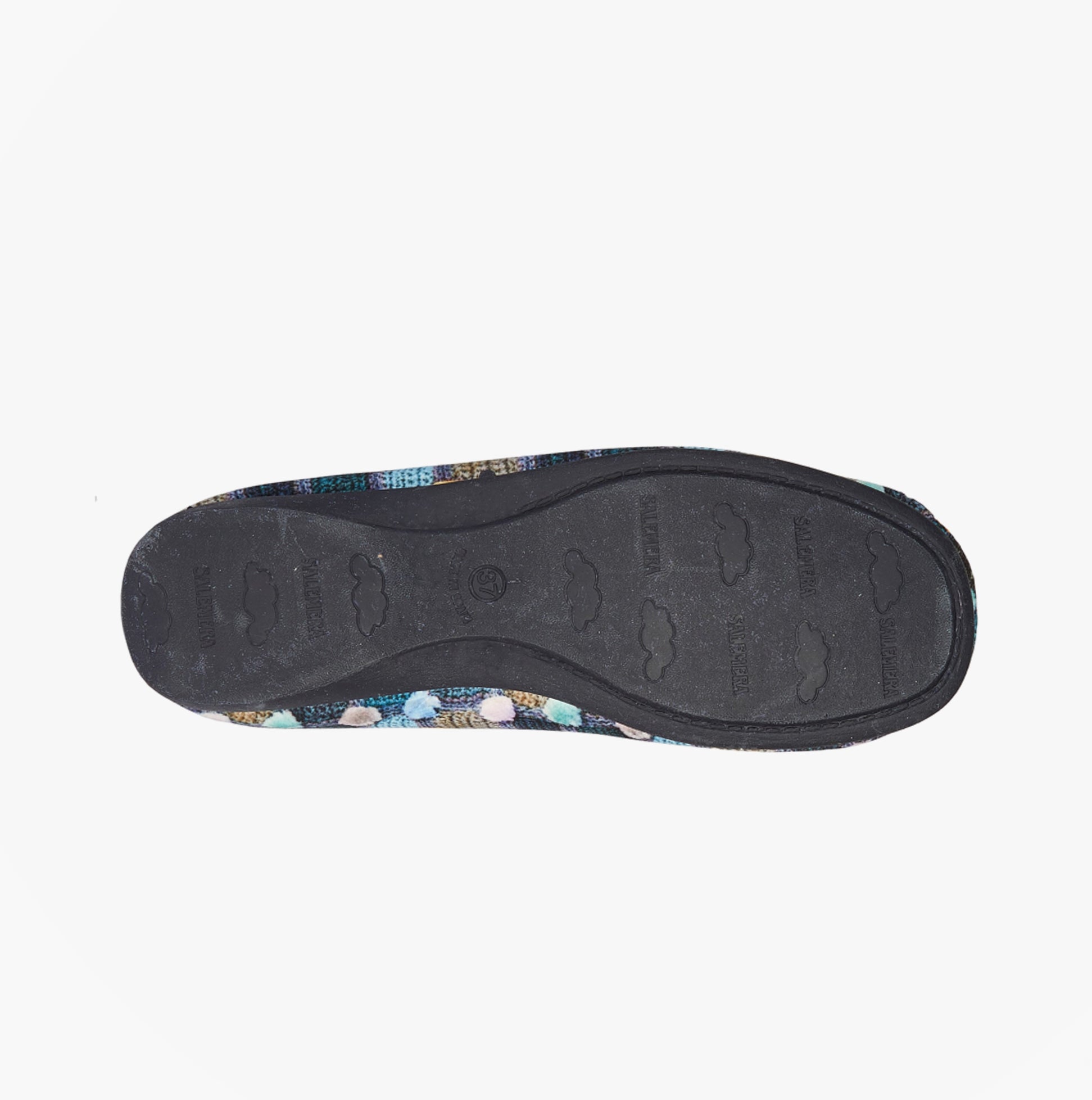 Sleepers SAMIRA Womens Polka Dot Velour Lined Ballet Slippers Blue/Multi