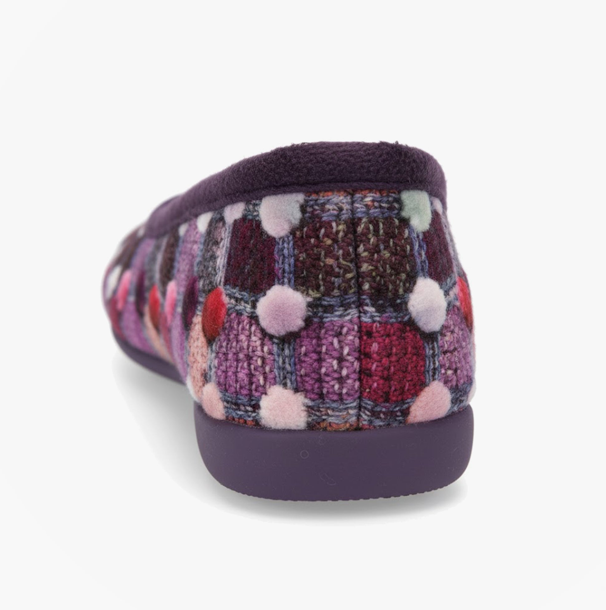 Sleepers SAMIRA Womens Polka Dot Velour Lined Ballet Slippers Purple/Multi