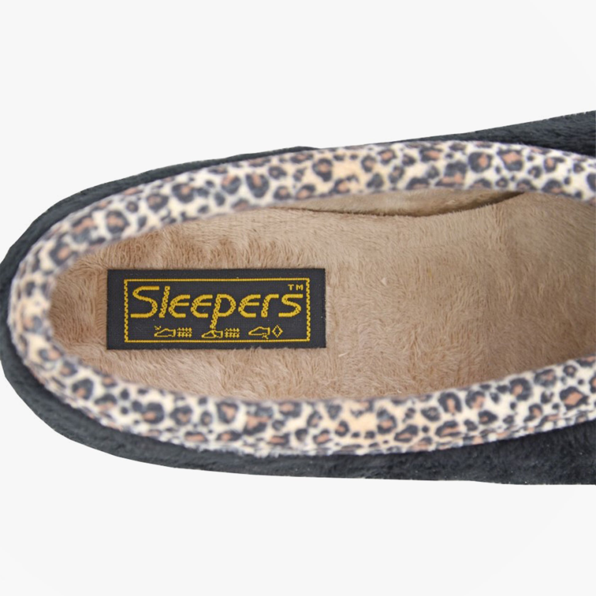 Top view of Sleepers DAWN Womens Full Slippers Slippers Burgundy/Ocelot showing textile lining and brand logo.