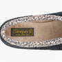Top view of Sleepers DAWN Womens Full Slippers Slippers Burgundy/Ocelot showing textile lining and brand logo.