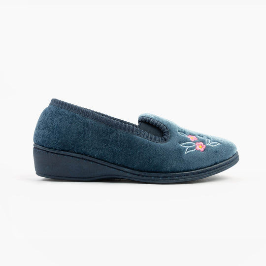 Sleepers GINA Womens Full Gusset Slippers Blueberry
