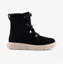 Sorel EXPLORER III JOAN Womens Winter Boots Black side view with lace-up fastening and rubber sole