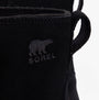Sorel EXPLORER III JOAN Womens Winter Boots Black detail view showing logo on ankle