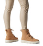 Sorel EXPLORER III JOAN Womens Winter Boots Brown side view with lace-up design and rubber sole.