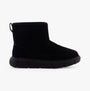 Sorel EXPLORER III SLIP-ON Womens Winter Boots Black side view showcasing suede upper and rubber sole.