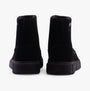 Sorel EXPLORER III SLIP-ON Womens Winter Boots Black rear view showing the sleek ankle boot design and rubber sole.