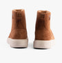 Sorel EXPLORER III SLIP-ON Womens Winter Boots Brown rear view showing suede upper and rubber sole.