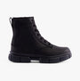 Sorel EXPLORER STRT LACE Womens Boots Black side view showing lace-up leather ankle boots with rubber sole.