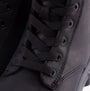 Sorel EXPLORER STRT LACE Womens Boots Black close-up view of laces and leather detail.