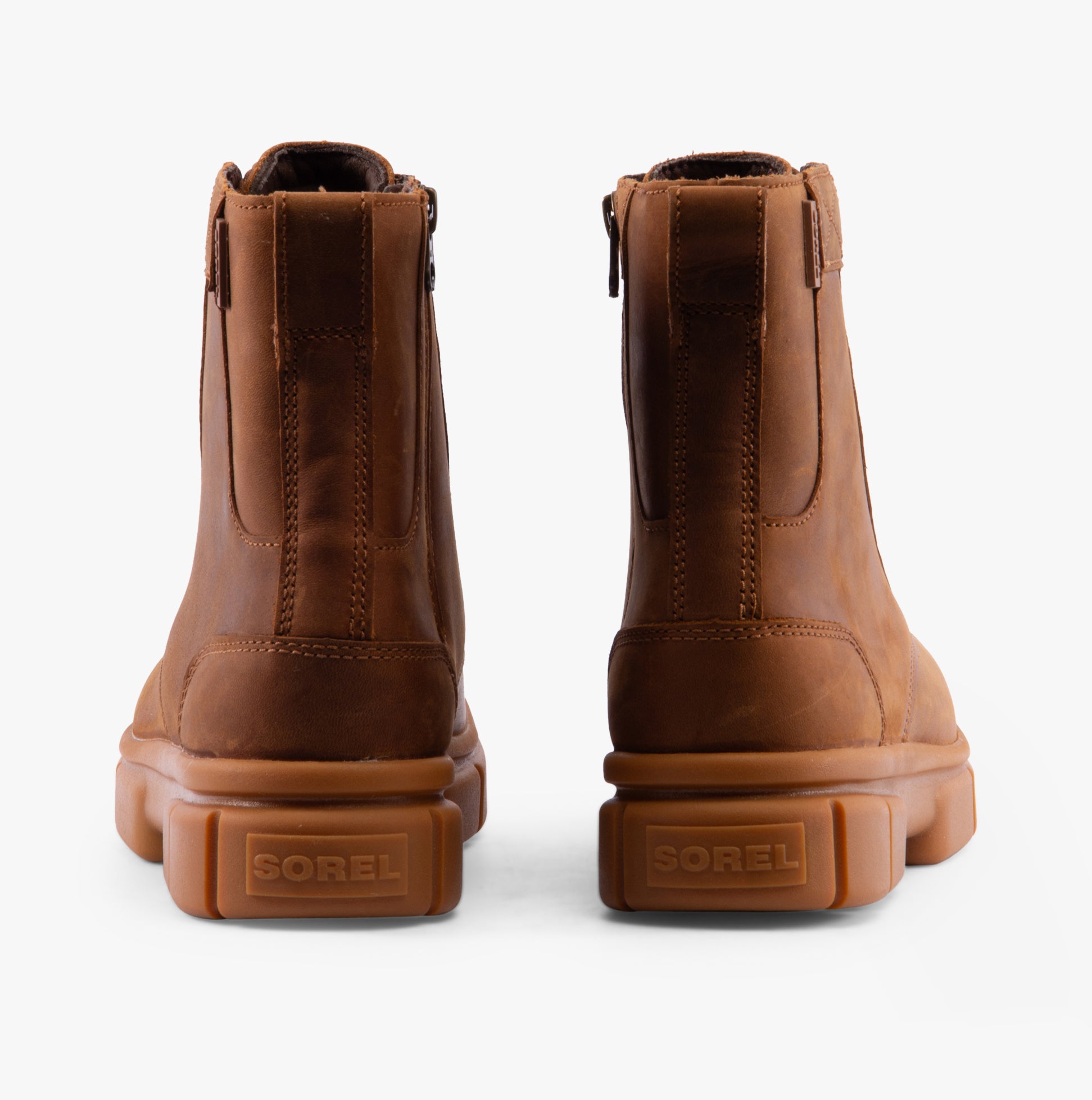 Sorel EXPLORER STRT LACE Womens Boots Brown rear view showcasing ankle boot design and rubber sole.