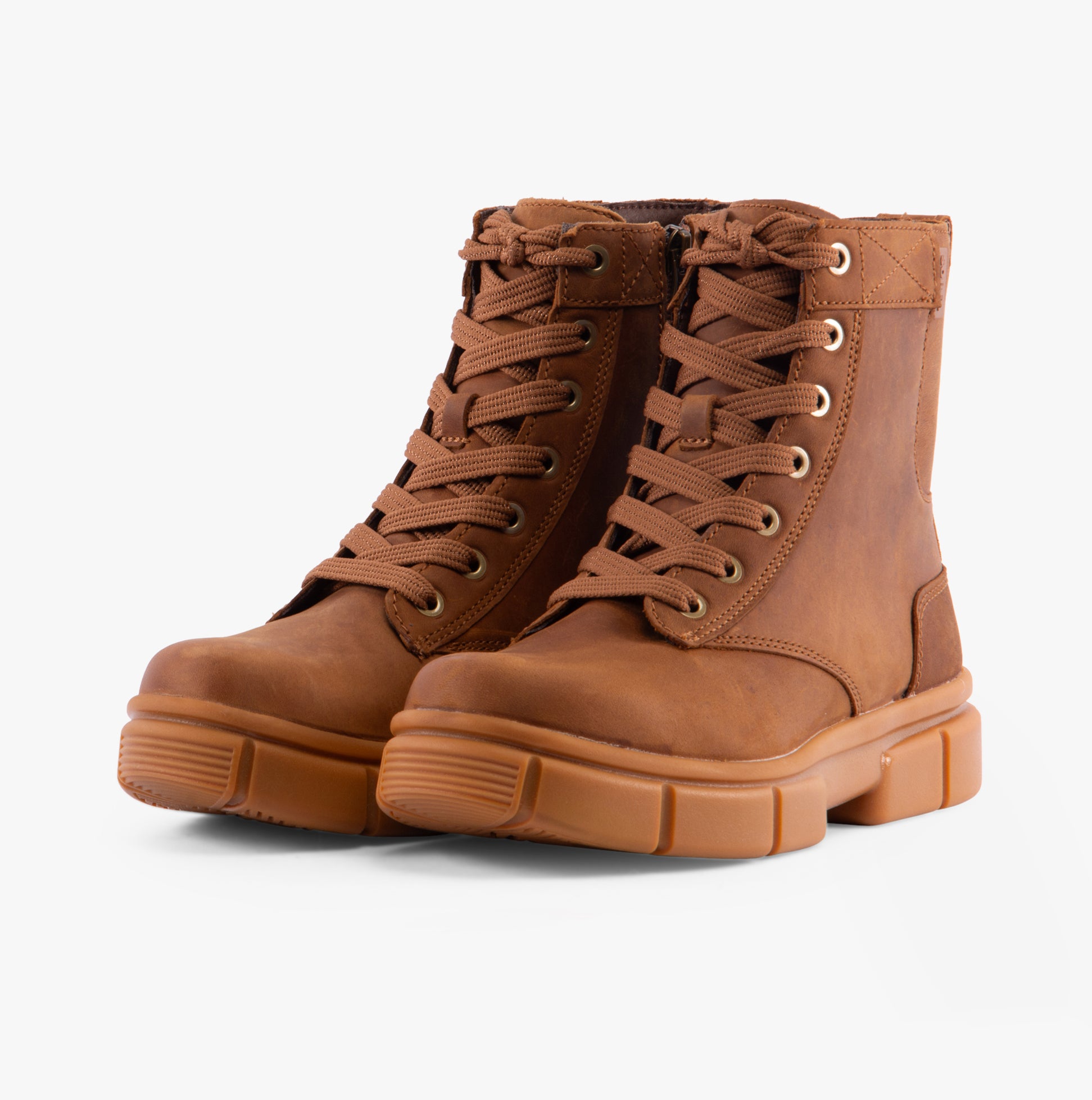 Sorel EXPLORER STRT LACE Womens Boots Brown side view showcasing lace-up design and rubber sole.