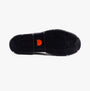 Sorel EXPLORER STRT Womens Chelsea Boots Black bottom view, showcasing rubber sole with tread pattern and red logo.