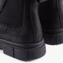 Sorel EXPLORER STRT Womens Chelsea Boots Black back view showing leather and textile details.