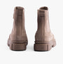 Sorel EXPLORER STRT Womens Chelsea Boots Brown, rear view showcasing the suede and rubber details.