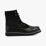 Sorel SLABTOWN 62' CARIBOU Mens Boots Black side view featuring black leather and textile upper with lace-up closure.