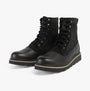 Sorel SLABTOWN 62' CARIBOU Mens Boots Black side view showing leather and textile upper with round toe and lace-up closure.