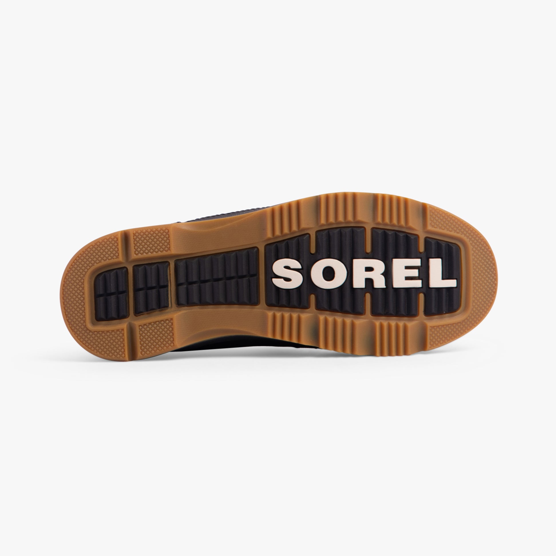 Sorel ANKENY II HIKER PLUS Mens Hiker Boots Black bottom view, featuring durable rubber sole with brand logo.