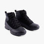 Sorel BUXTON LITE LACE PLUS Mens Winter Boots Black side view with lace-up closure and rubber sole.
