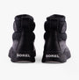 Sorel OUT N ABOUT IV PUFFY Womens Winter Boots Black back view showing logo and design features.