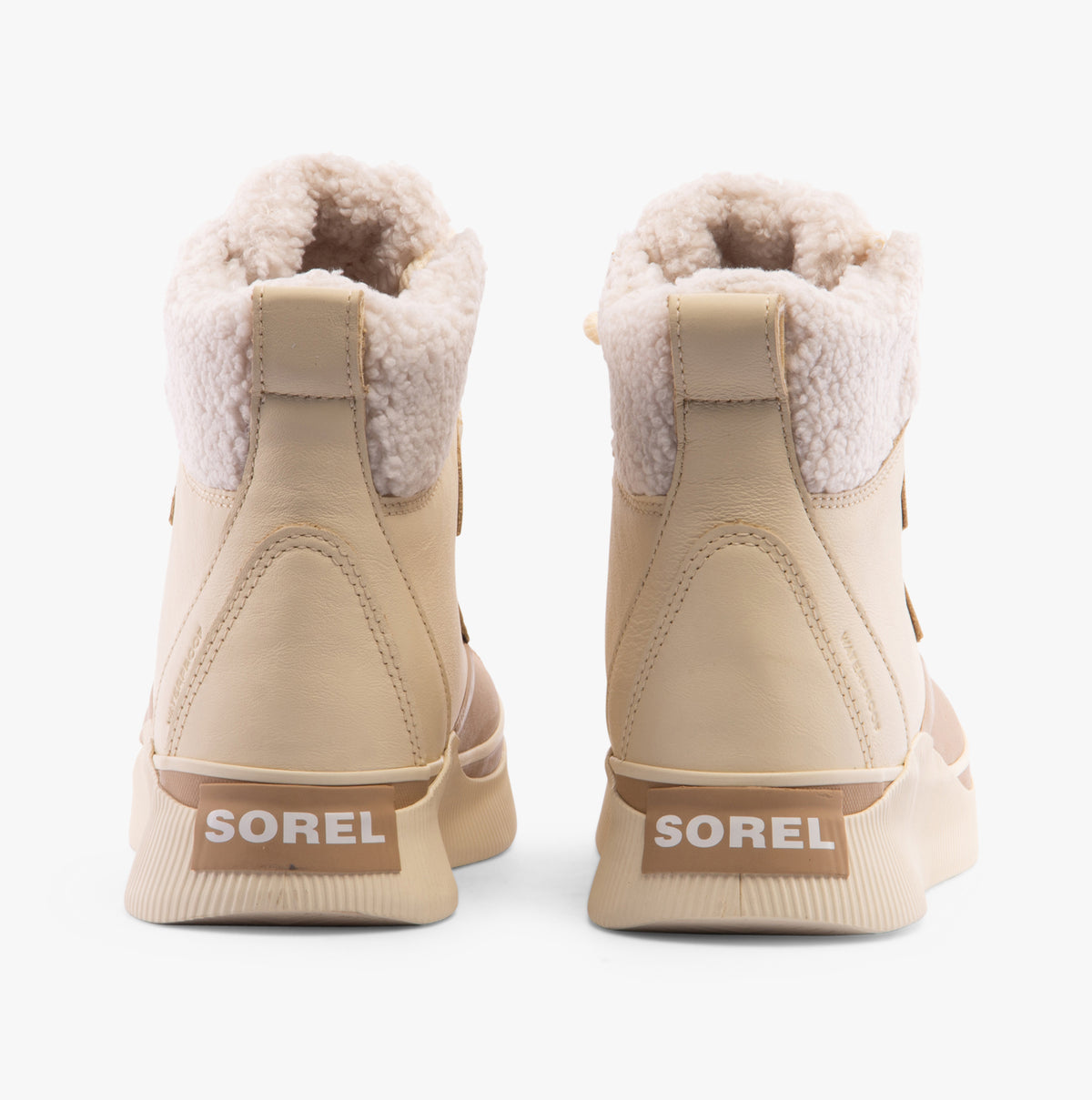 Sorel OUT N ABOUT IV CHILLZ Womens Winter Boots Brown back view showing soft lining and rubber sole.