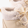 Sorel OUT N ABOUT IV CHILLZ Womens Winter Boots Brown detail view showing soft fur lining and lace-up closure.
