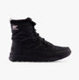 Sorel WHITNEY II PLUS LACE Womens Winter Boots Black side view featuring nylon upper and lace-up design.