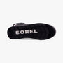 Bottom view of Sorel WHITNEY II PLUS LACE Womens Winter Boots Black showing rubber sole with logo.