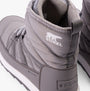 Sorel WHITNEY II PLUS LACE Womens Winter Boots Grey side view showcasing ankle height and lace-up design.