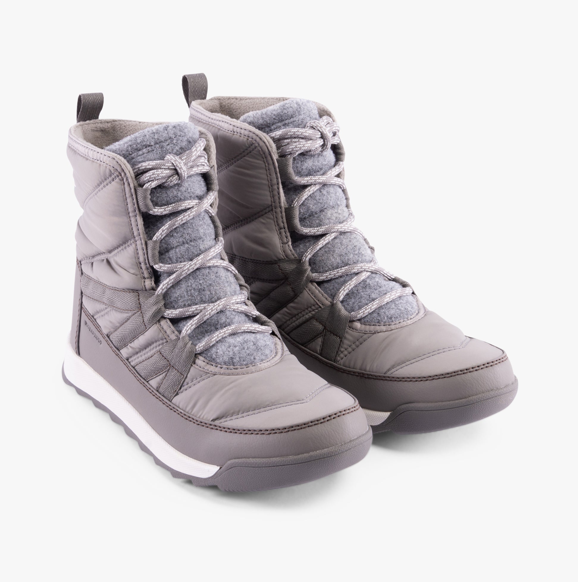 Sorel WHITNEY II PLUS LACE Womens Winter Boots Grey, front view, featuring nylon and microfleece materials.