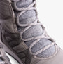 Sorel WHITNEY II PLUS LACE Womens Winter Boots Grey detail view showing lace-up design and microfleece lining.