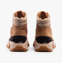 Sorel KINETIC IMPACT CONQUEST PLUS Womens Winter Boots Brown rear view showcasing suede upper and rubber sole.
