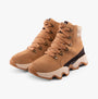 Sorel KINETIC IMPACT CONQUEST PLUS Womens Winter Boots Brown side view showcasing lace-up design and suede upper.