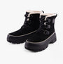 Sorel TORINO V Womens Winter Boots Black in a side view showcasing suede upper and lace-up design.
