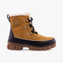 Sorel TORINO V Womens Winter Boots Curry/Black side view showcasing ankle boot style and lace-up detail