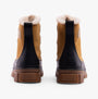 Sorel TORINO V Womens Winter Boots Curry/Black back view showcasing suede and rubber materials.
