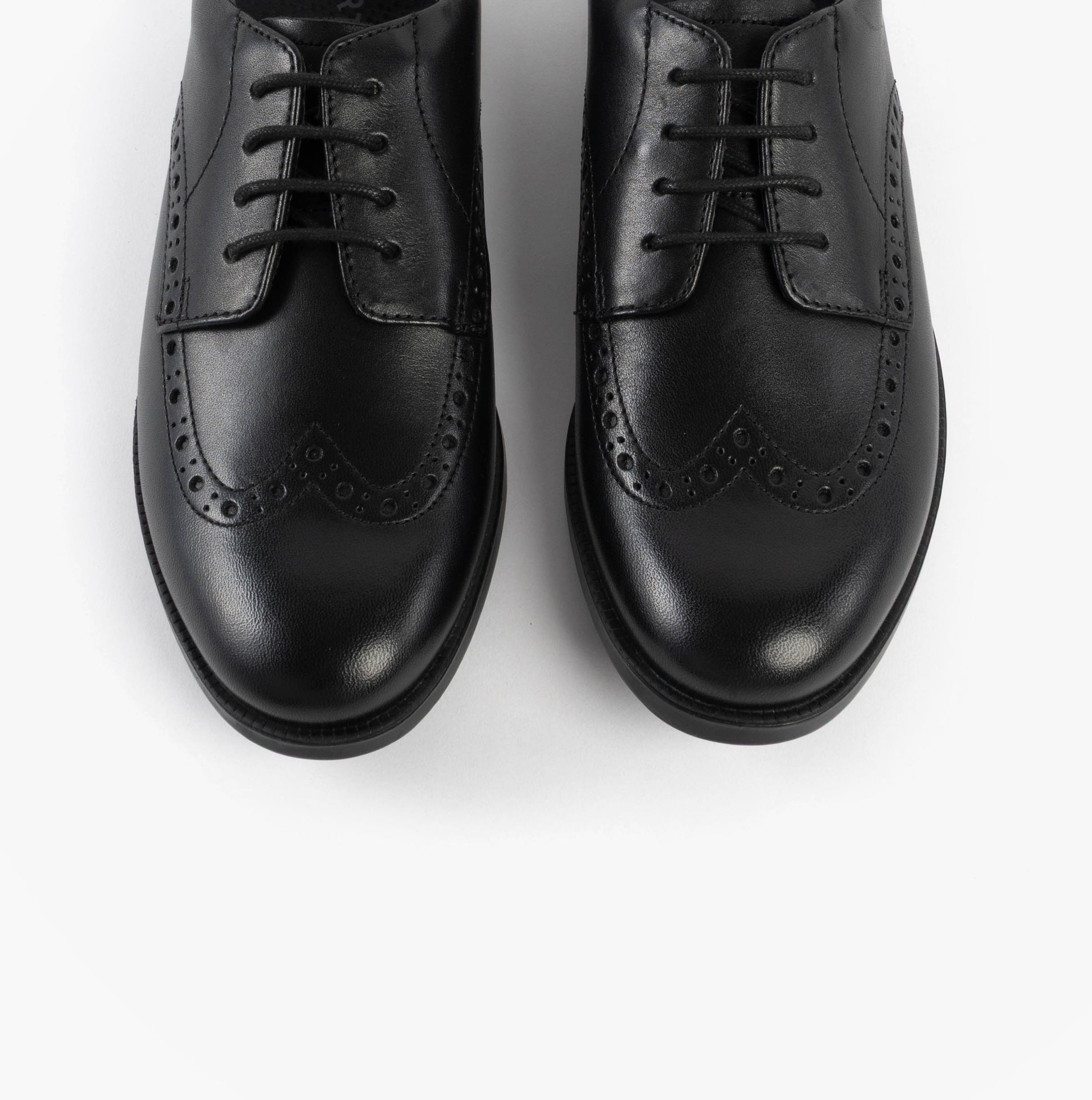 Start-Rite UNISEX School Shoes Black top view showing lace-up design and leather upper.