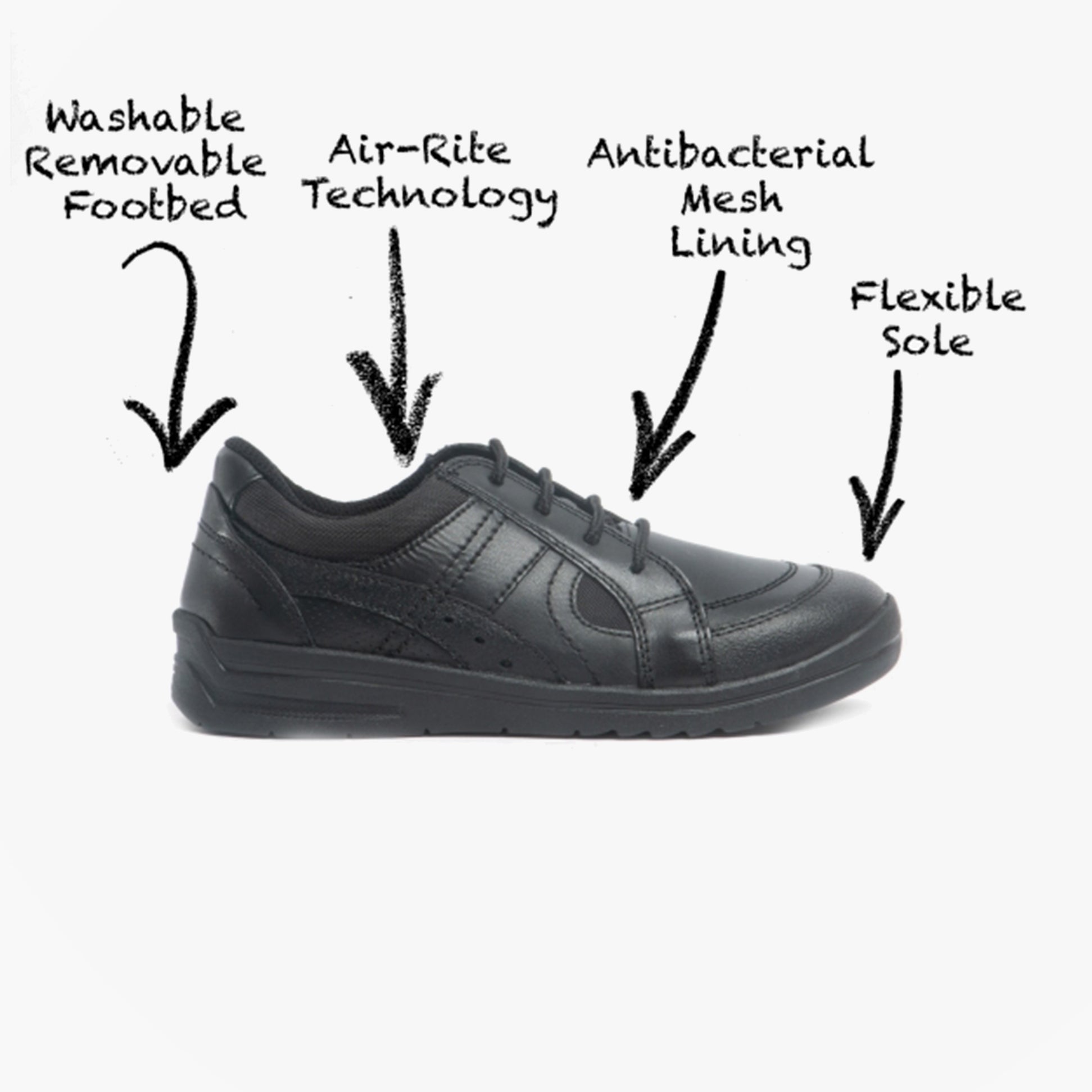 Start-Rite YOYO Boys Leather Lace Up School Shoes Black