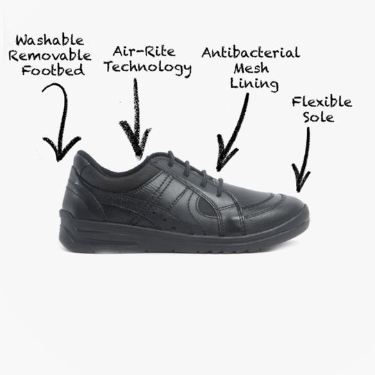 Start-Rite YOYO Boys Leather Lace Up School Shoes Black