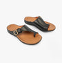 Strive JAVA II Womens Sandals Black side view showcasing leather upper and slip-on design.