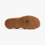 Strive CRISTAL Womens Sandals Latte underside view showcasing rubber sole with brand logo.