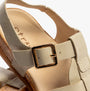 Strive CRISTAL Womens Sandals Latte detail view showing leather upper and buckle fastening
