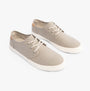 TOMS CARLO Mens Trainers Grey side view showcasing canvas upper and lace-up closure.