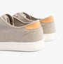 TOMS CARLO Mens Trainers Grey back view with canvas upper, lace-up closure, and accent rubber sole.