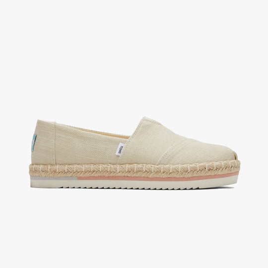 TOMS ALPARGATA PLATFORM ROPE Womens Slip-On Canvas Espadrilles Natural