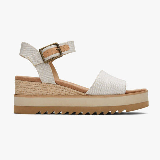 TOMS DIANA Womens Canvas Wedge Sandals Natural