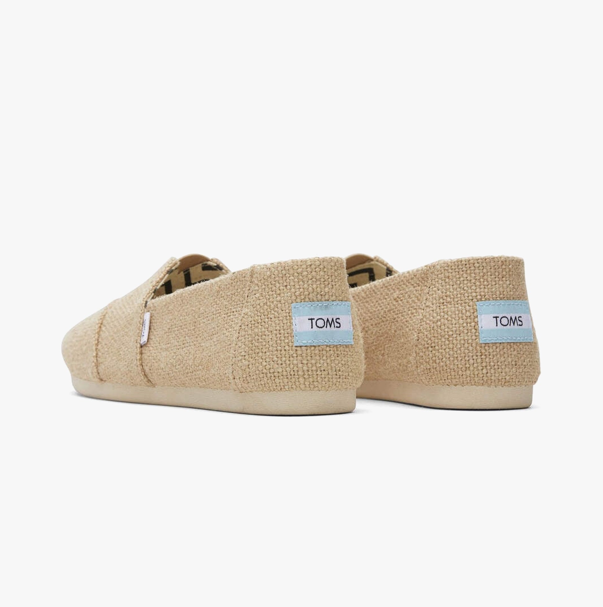 TOMS ALPARGATA Womens Canvas Espadrille Natural back view with soft beige canvas upper and rubber sole